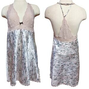 Victoria secret babydoll nightie lacey sexy night dress sleep pastel pink satin